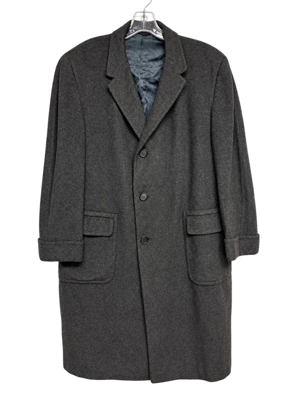 Vintage Frank A. Stith Co 100% Cashmere Overcoat Charcoal Grey Single Breasted